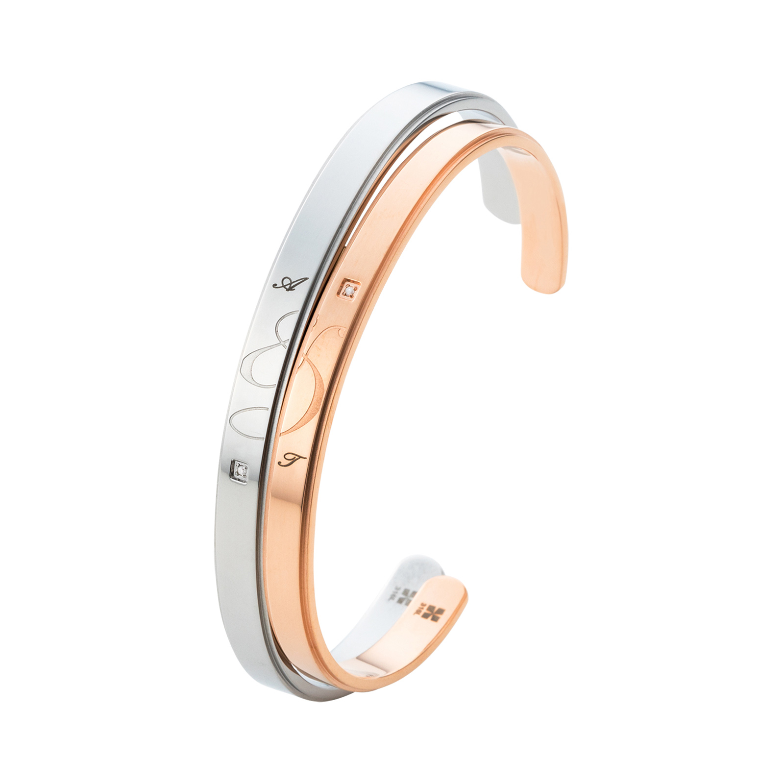 ステンレス「＆」ペアバングル