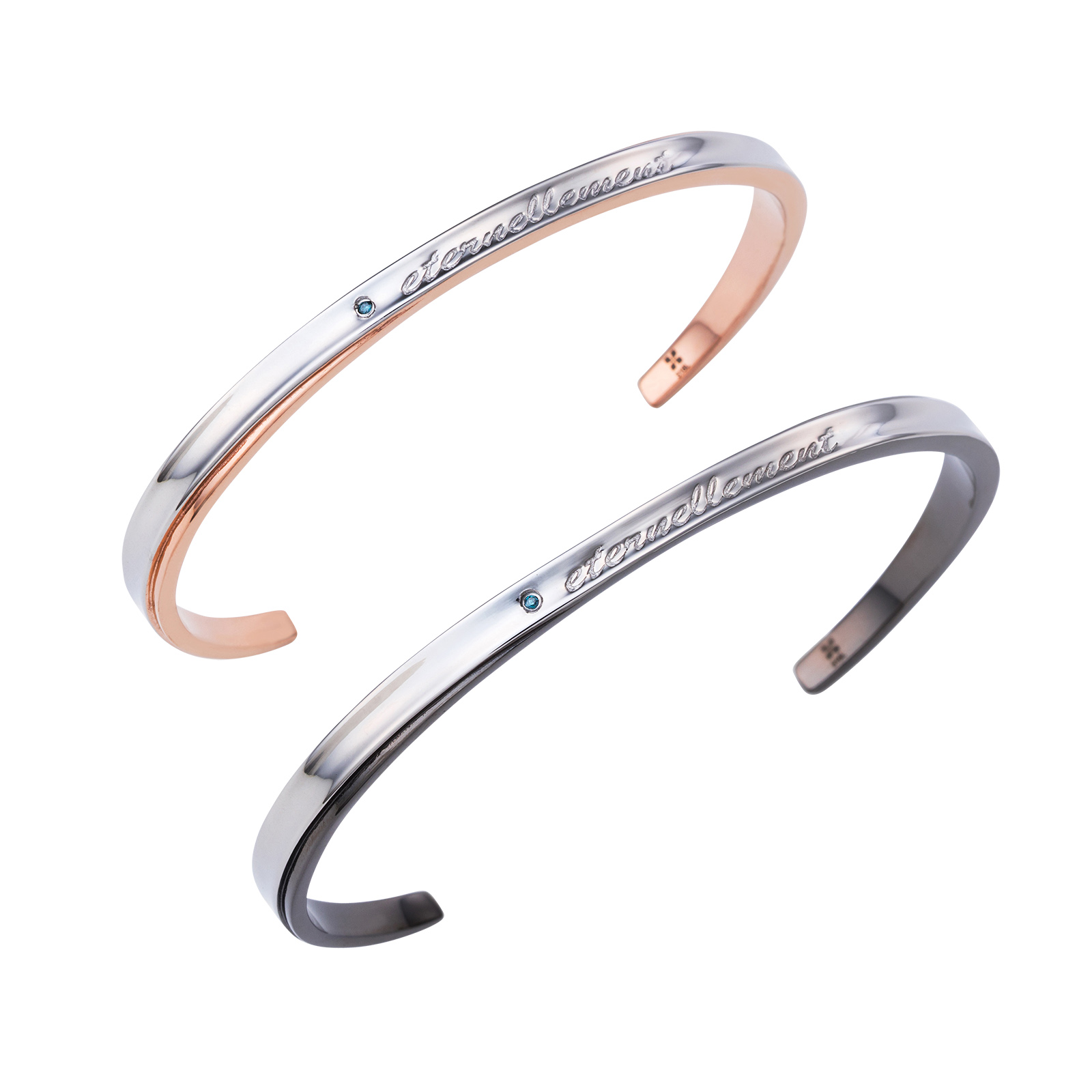 ステンレス サムシングブルー ペアバングル