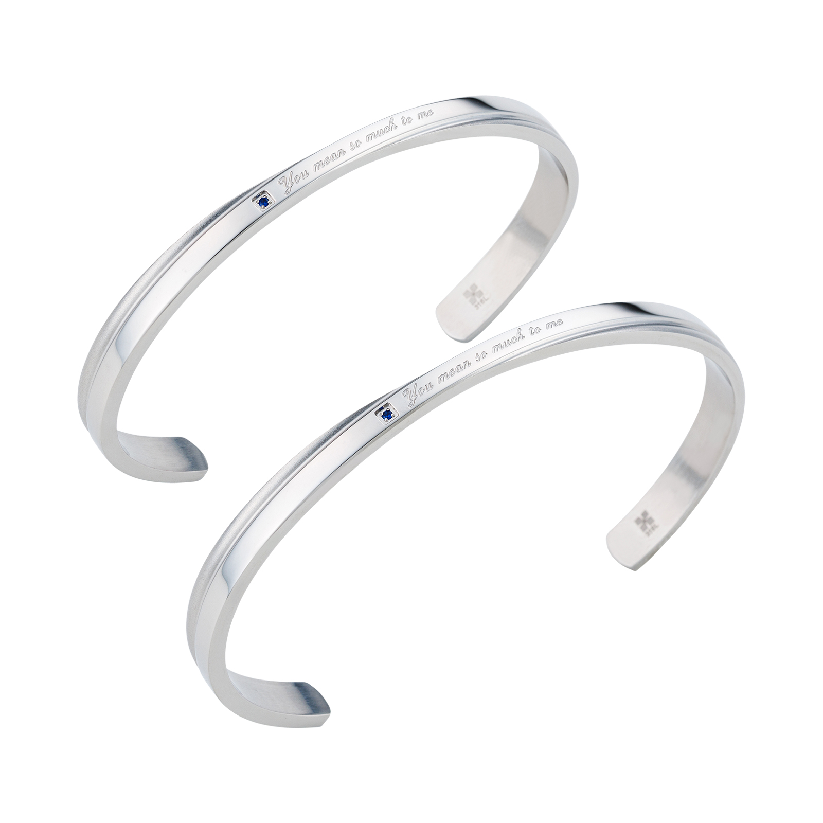 ステンレス サムシングブルー ペアバングル