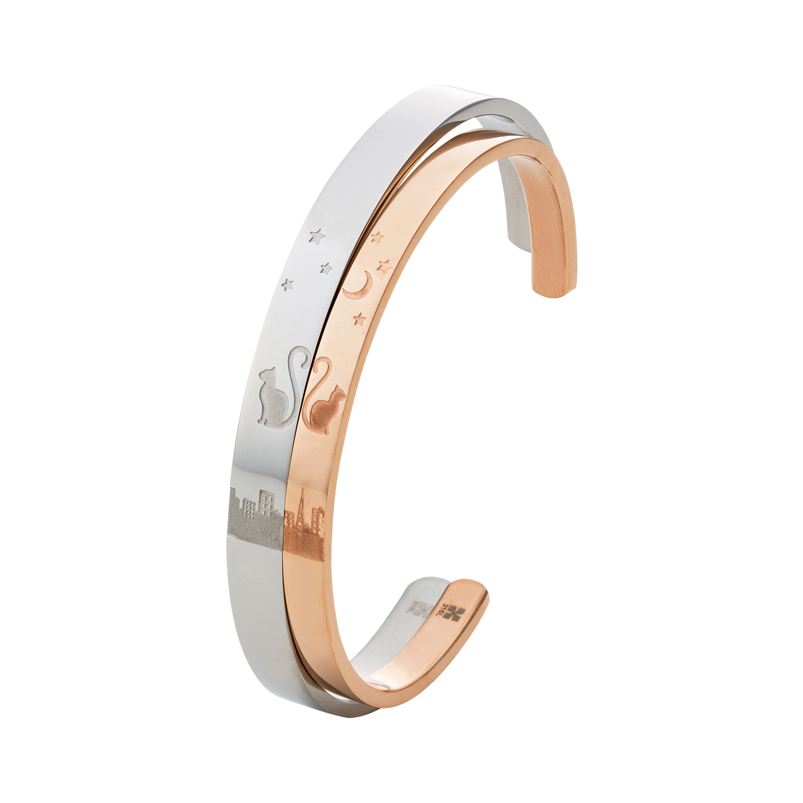 ステンレス 猫 ペアバングル