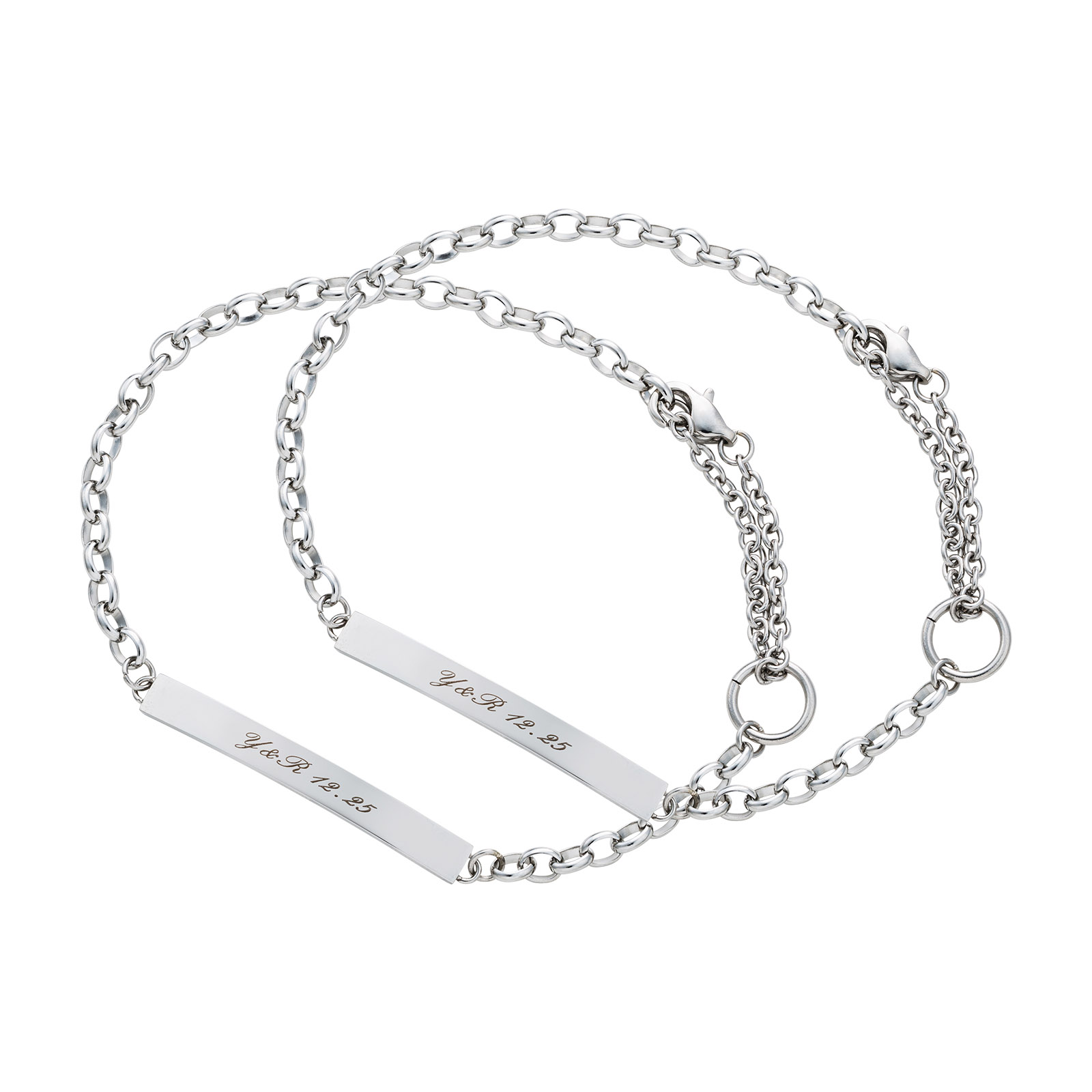 ステンレス シンプル フリーサイズ ペアブレスレット