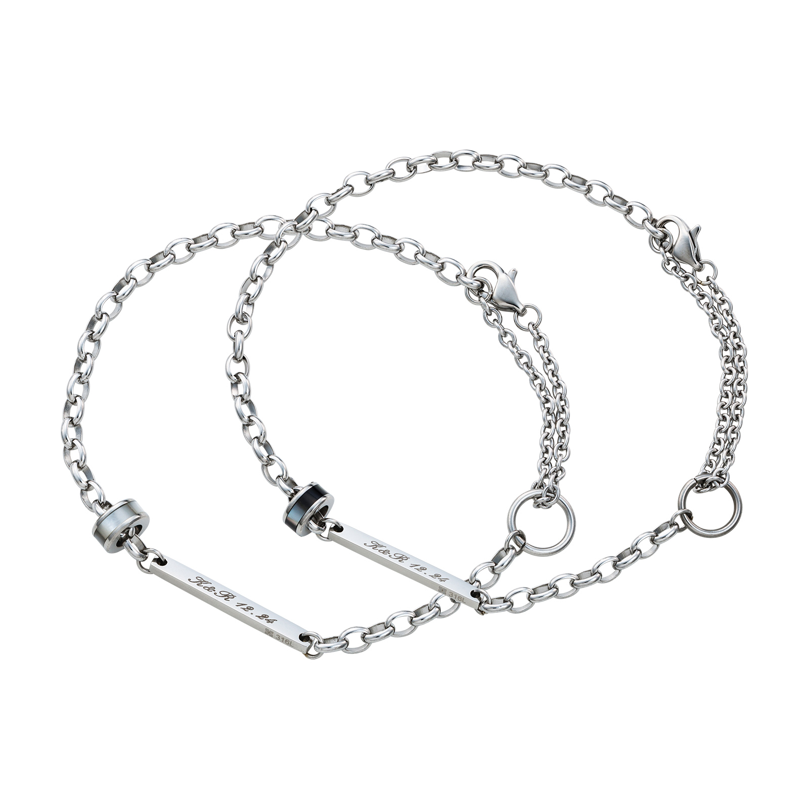 ステンレス 2way フリーサイズ ペアブレスレット・アンクレット