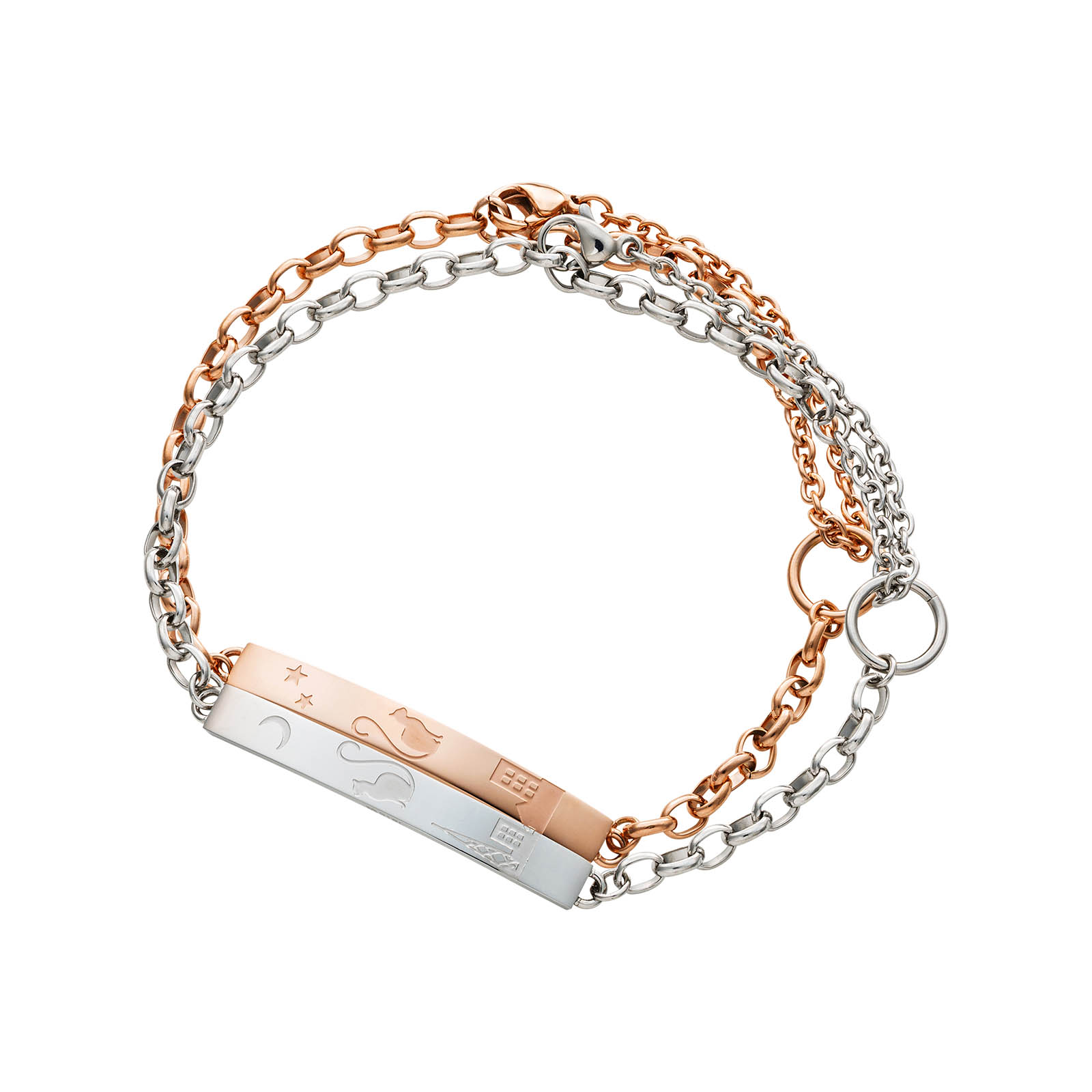 ステンレス フリーサイズ 猫 ペアブレスレット