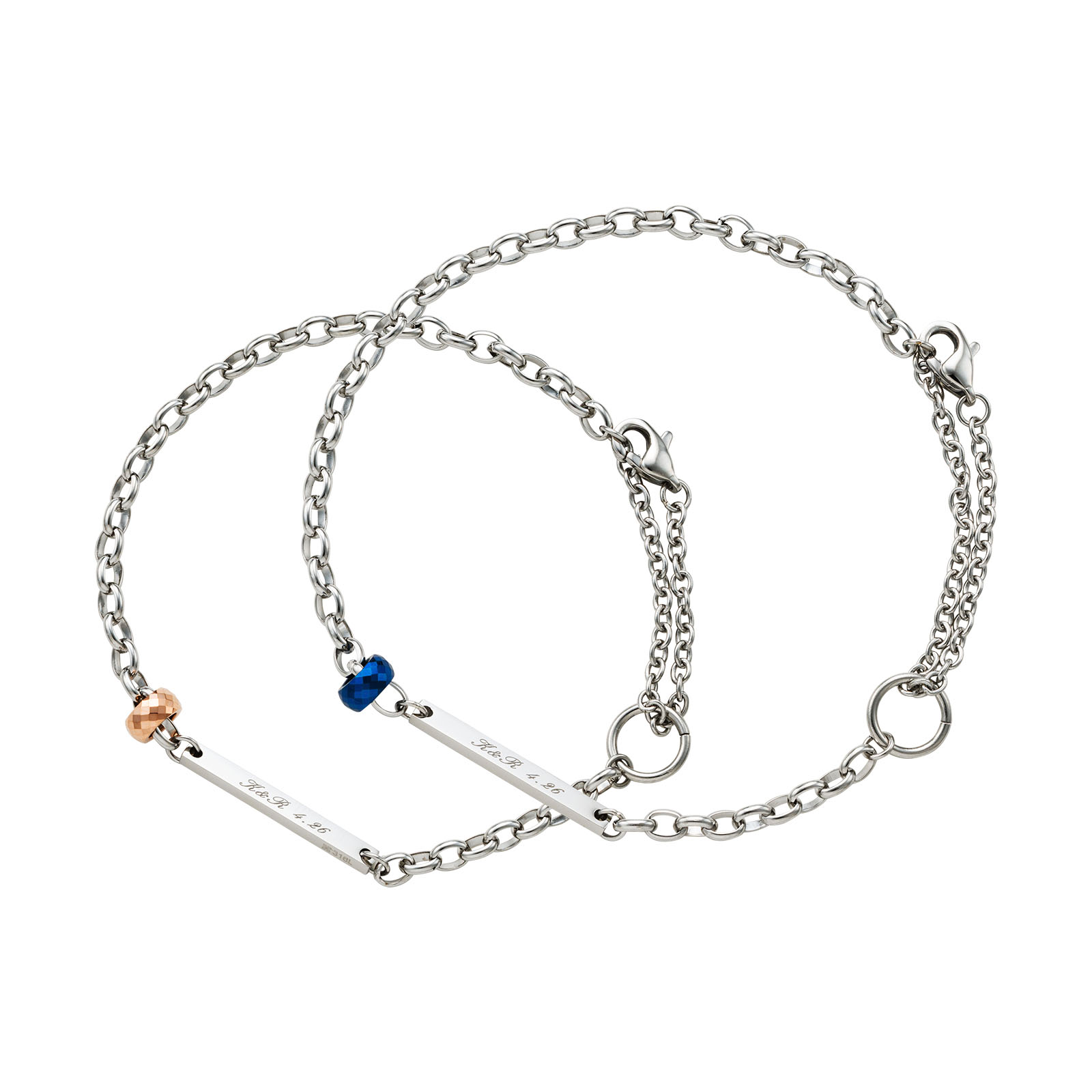 ステンレス 2way フリーサイズ ペアブレスレット・アンクレット