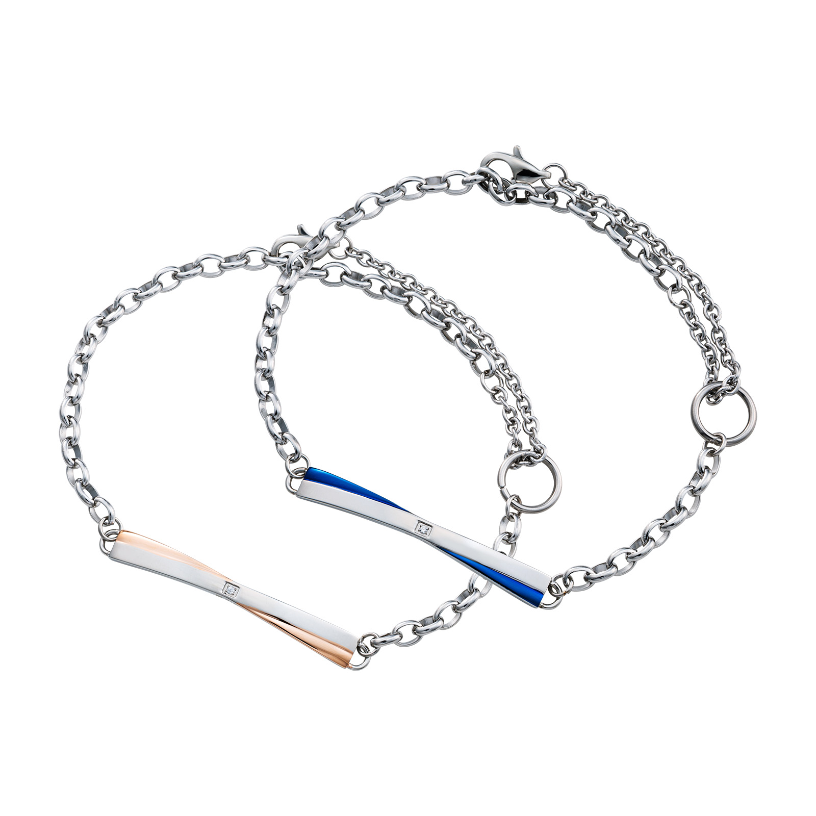 ステンレス クロス ペアブレスレット