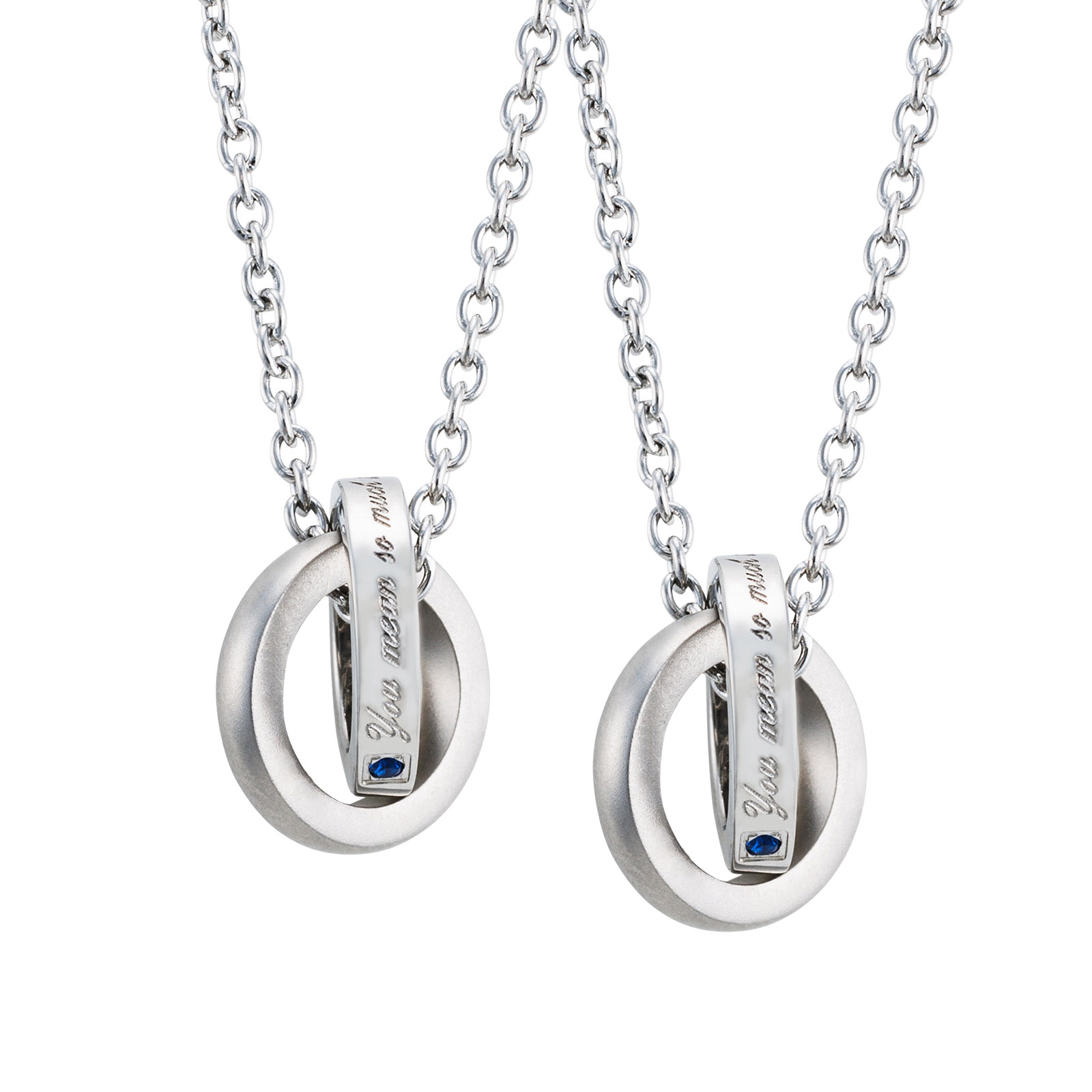 ステンレス サムシングブルー ペアネックレス
