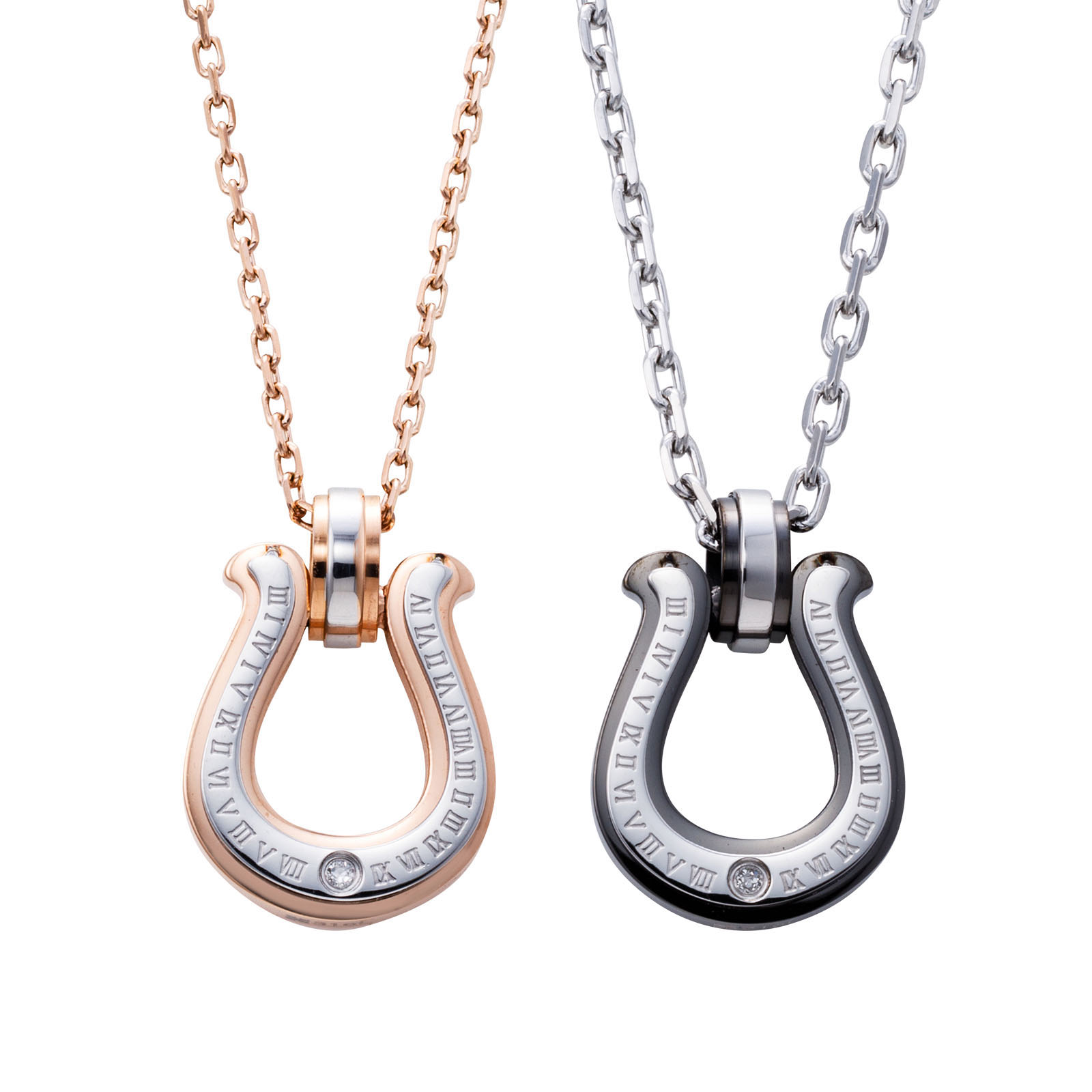 ステンレス 馬蹄 ペアネックレス