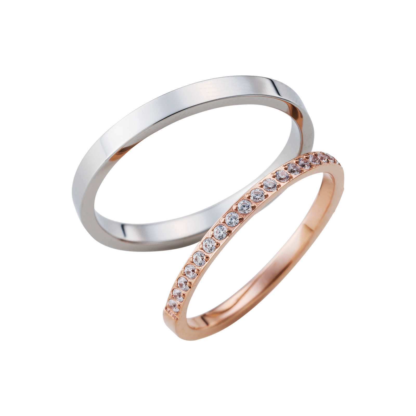 ステンレス ハーフエタニティ ペアリング