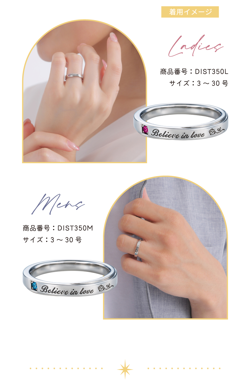 『美女と野獣』 ディズニー ペアリング ステンレス DIST350L&DIST350M 