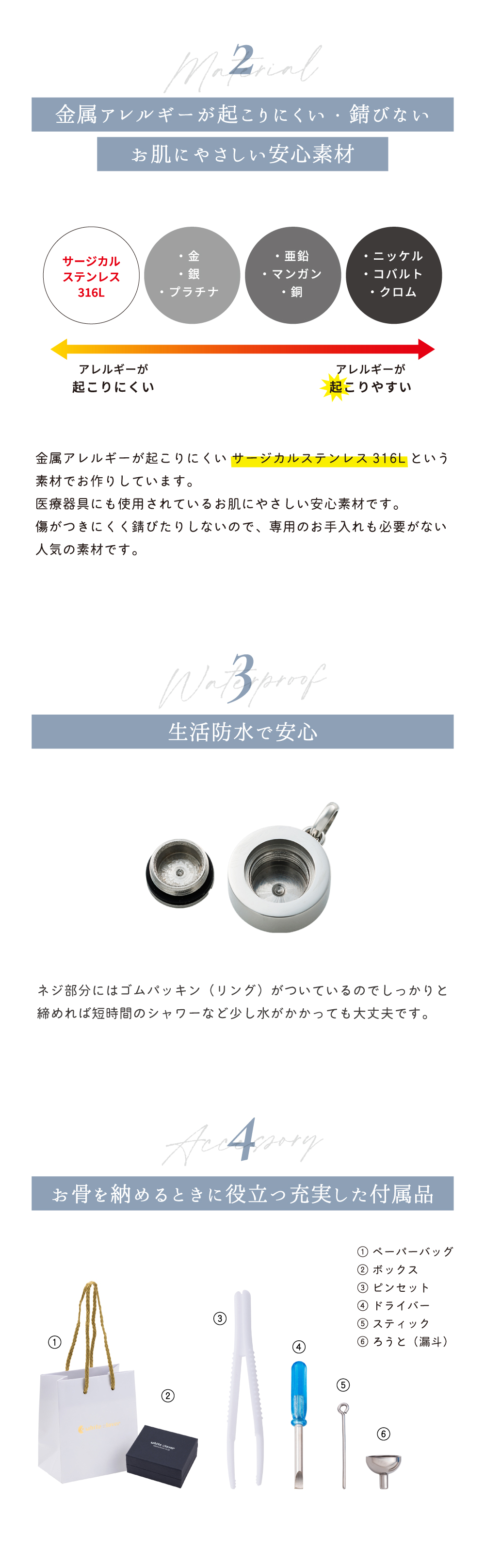 遺骨ペンダント メモリアルアクセサリー ステンレス MEMPD300