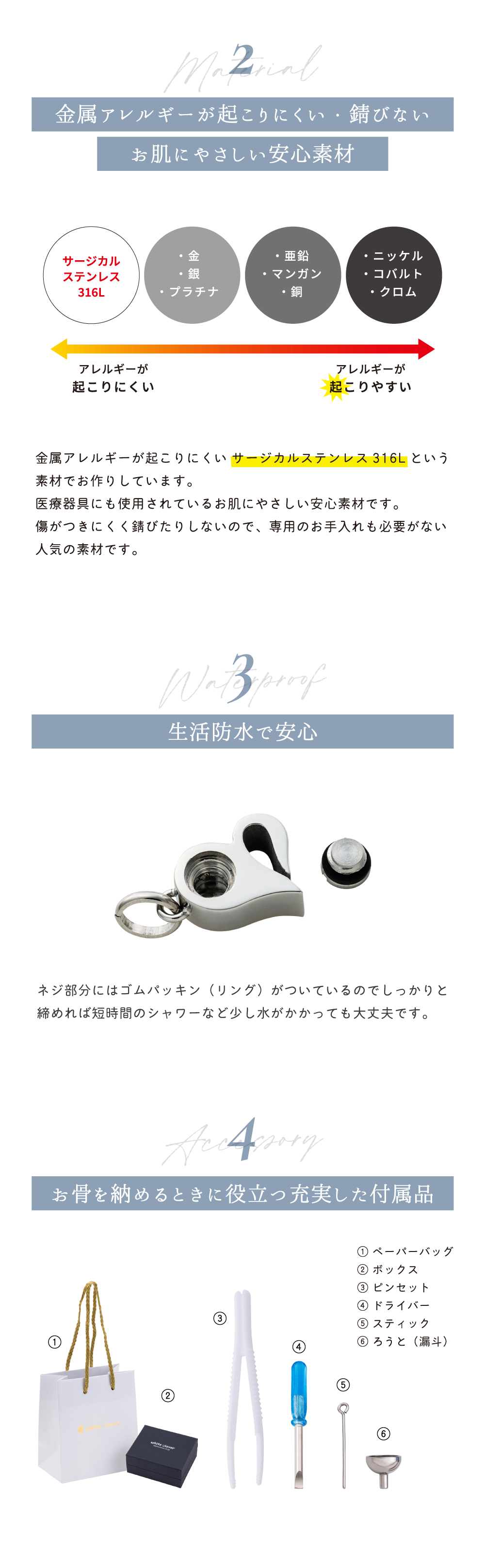 遺骨ペンダント メモリアルアクセサリー ステンレス MEMPD301