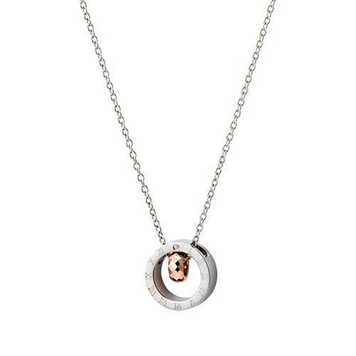 レディースネックレス 刻印可能 サークルトップ タングステン アレルギーフリー サージカルステンレス316L 時計 ローマ数字 ピンク 4SUP025GO