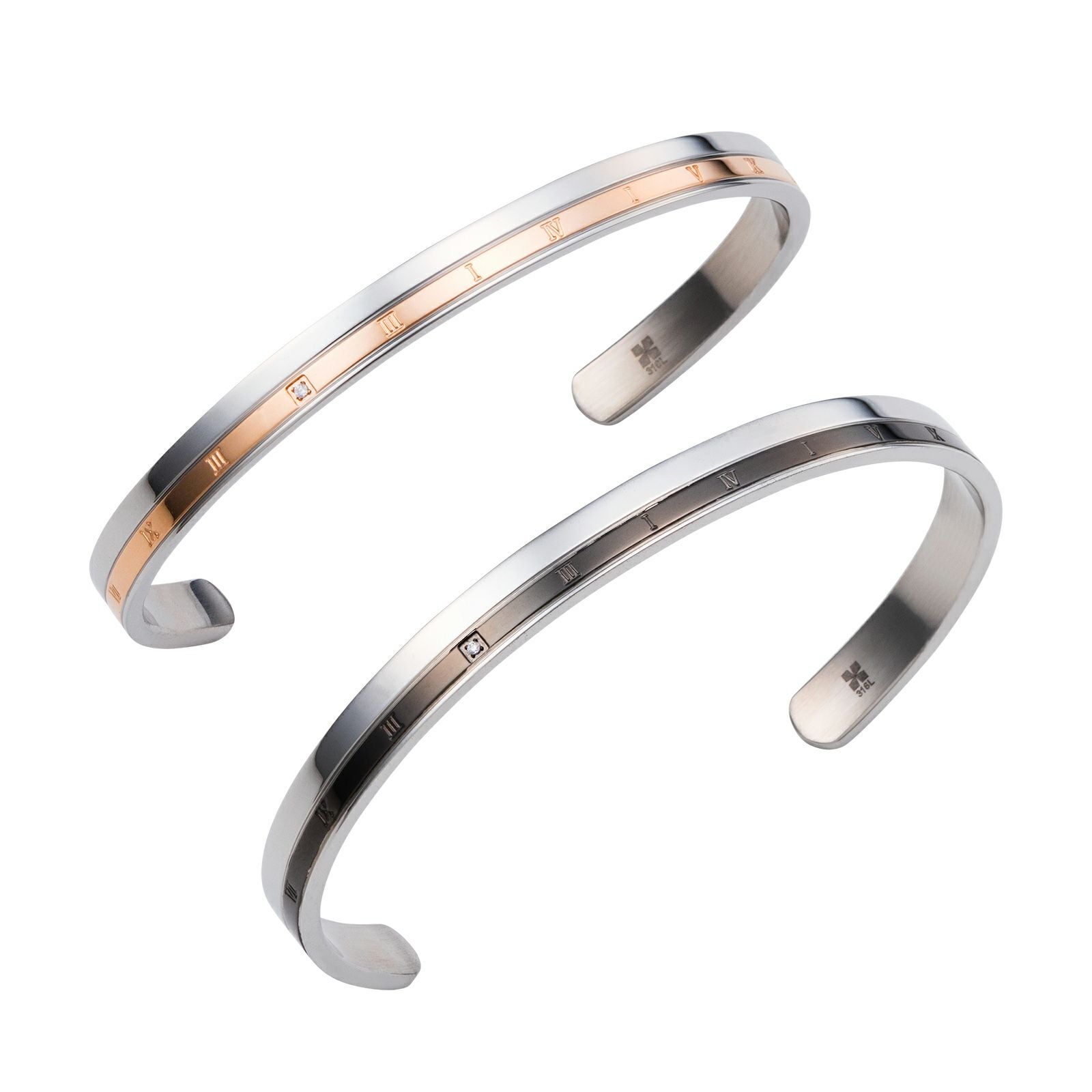 ステンレススチール製バングルとリングセット　21号 ペアバングル ステンレス 4SBG013GO&4SBG014BK｜white clover【公式通販】