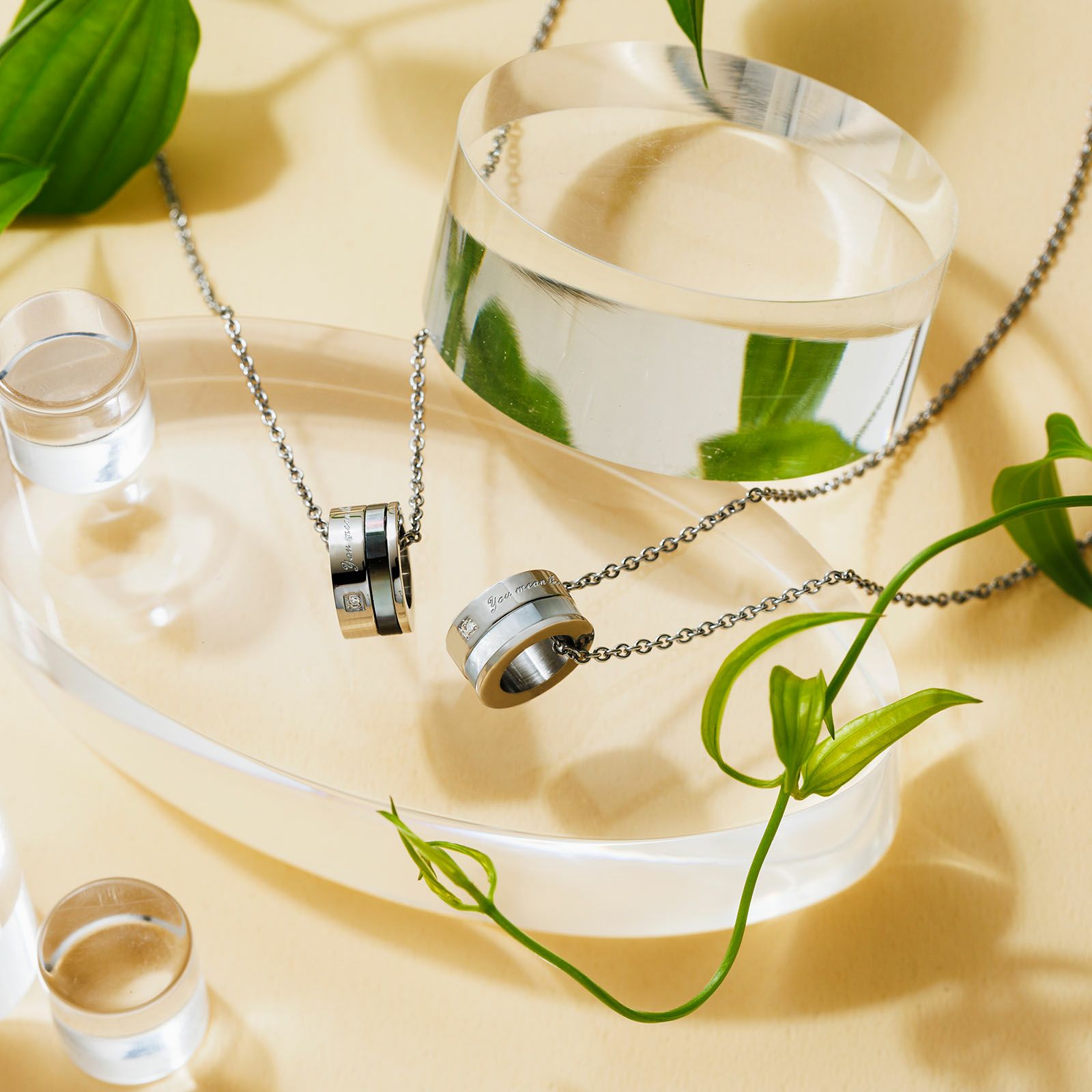 ペアネックレス ステンレス 4SUP066WH&4SUP066BK｜white clover【公式