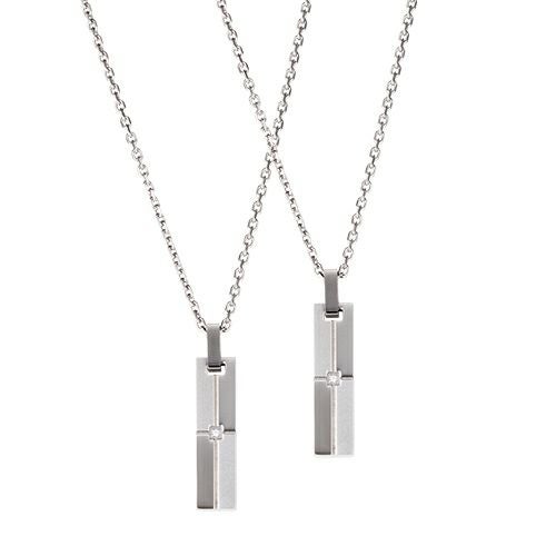 ペアネックレス 刻印可能 アレルギーフリー サージカルステンレス316L クロス マット シルバー&シルバー 4SUP056SV&4SUP056SV