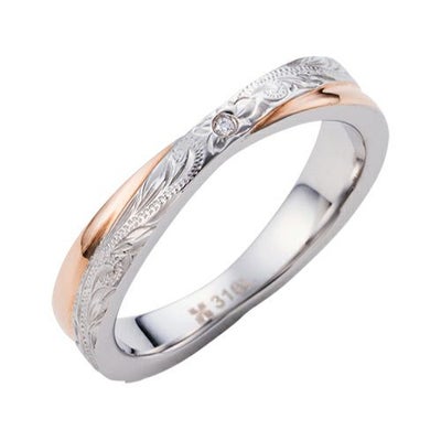 レディースリング 7～13号 刻印可能 ハワイアン アレルギーフリー サージカルステンレス316L Xクロス ピンク 4SUR055GO