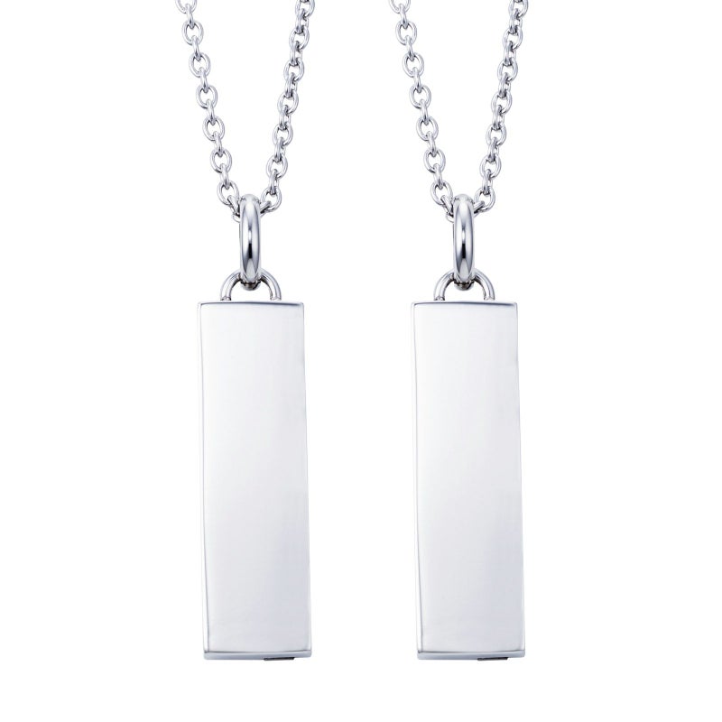 ペアネックレス 刻印可能 誕生月カラーキュービック シェル アレルギーフリー サージカルステンレス316L ホワイト＆ブラック 4SUP203WH&4SUP203BK