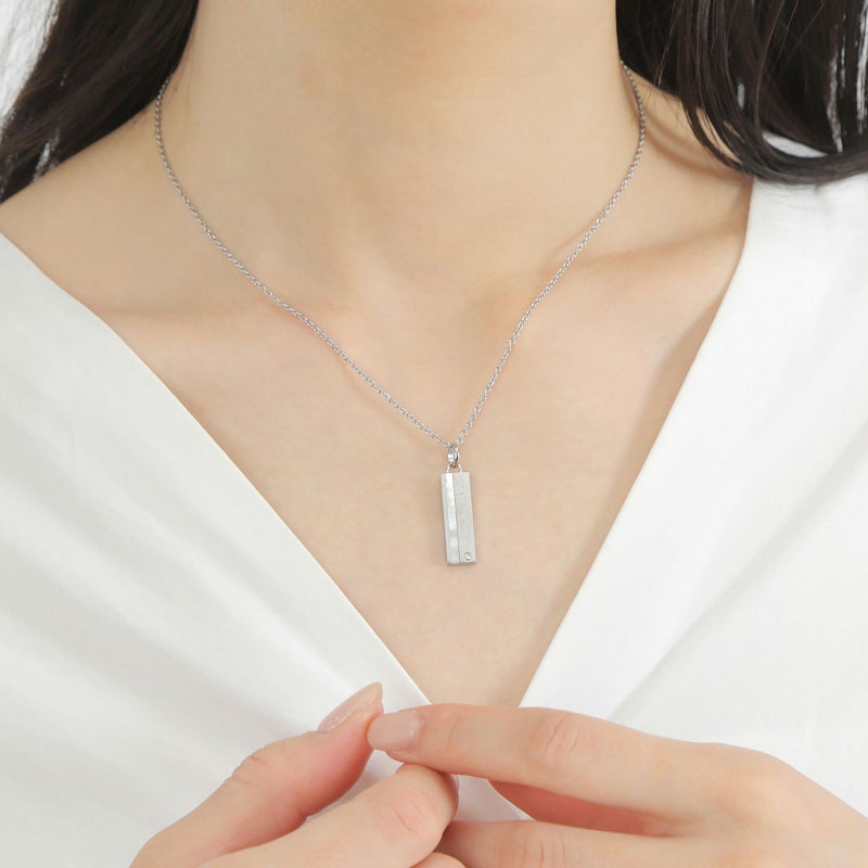 レディースネックレス 刻印可能 誕生月カラーキュービック シェル アレルギーフリー サージカルステンレス316L ホワイト 4SUP203WH