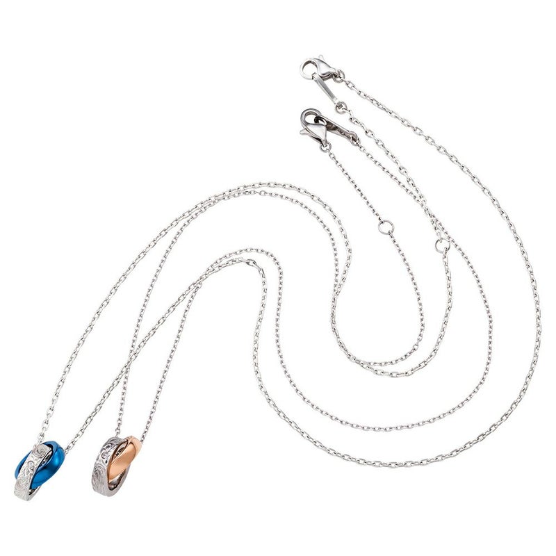 ペアネックレス ハワイアン アレルギーフリー サージカルステンレス316L ピンク&ブルー 4SUP072GO&4SUP072BL