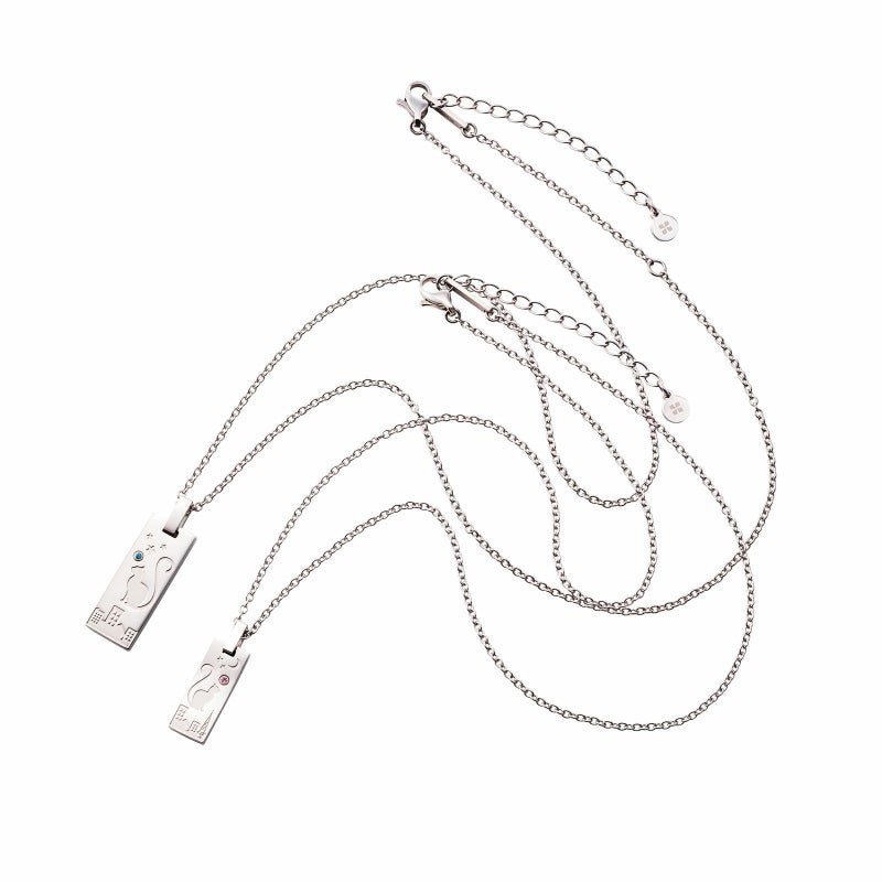 猫 ペアネックレス 刻印可能 誕生月カラーキュービック アレルギーフリー サージカルステンレス316L シルバー＆シルバー 4SUP209SV&4SUP210SV