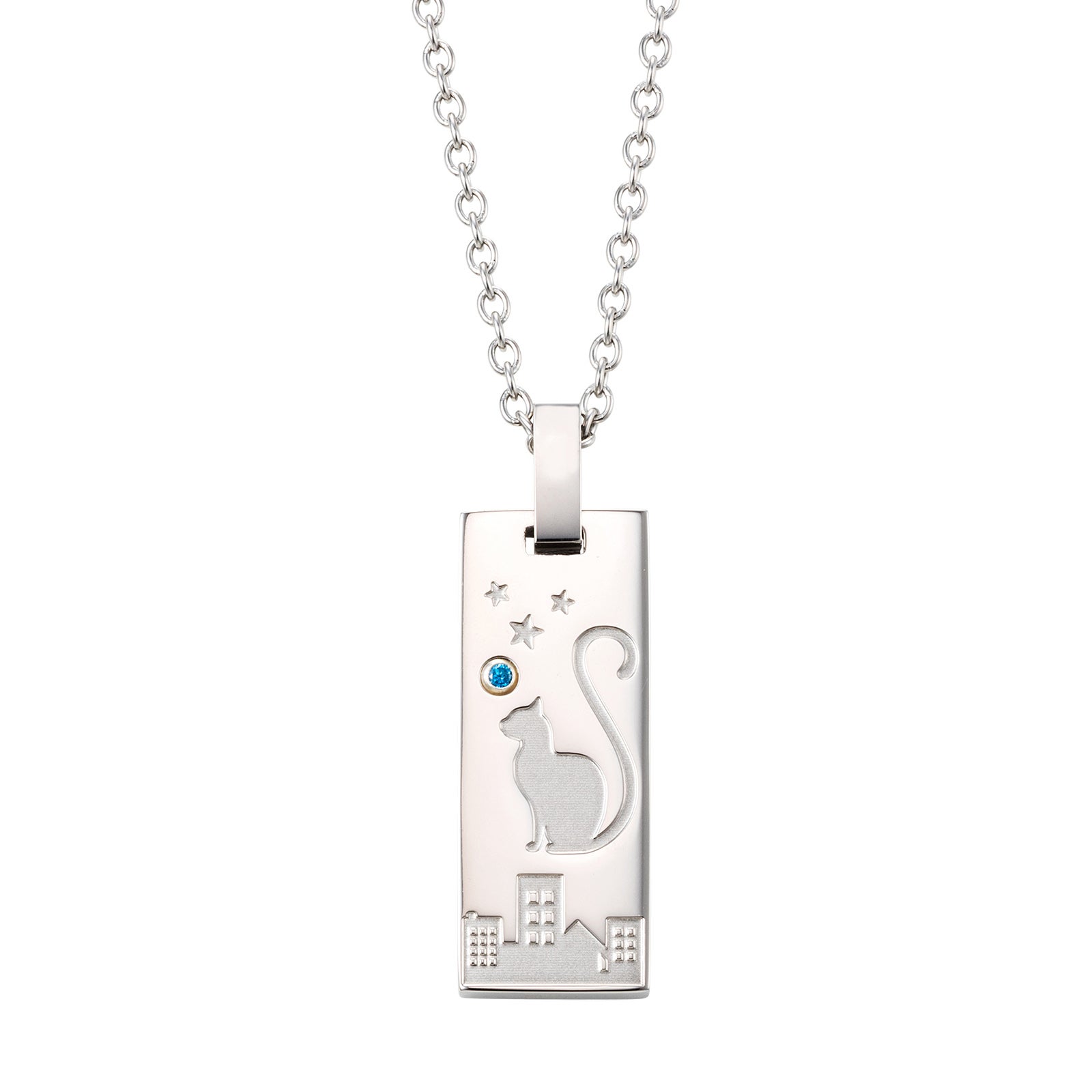 WEB限定】メンズネックレス ステンレス 猫 ねこ ネコ 4SUP210SV｜white