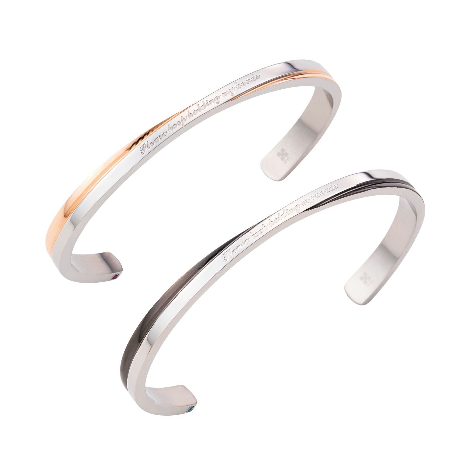 WEB限定】ペアバングル ステンレス 4SBG035GO&4SBG035BK｜white clover