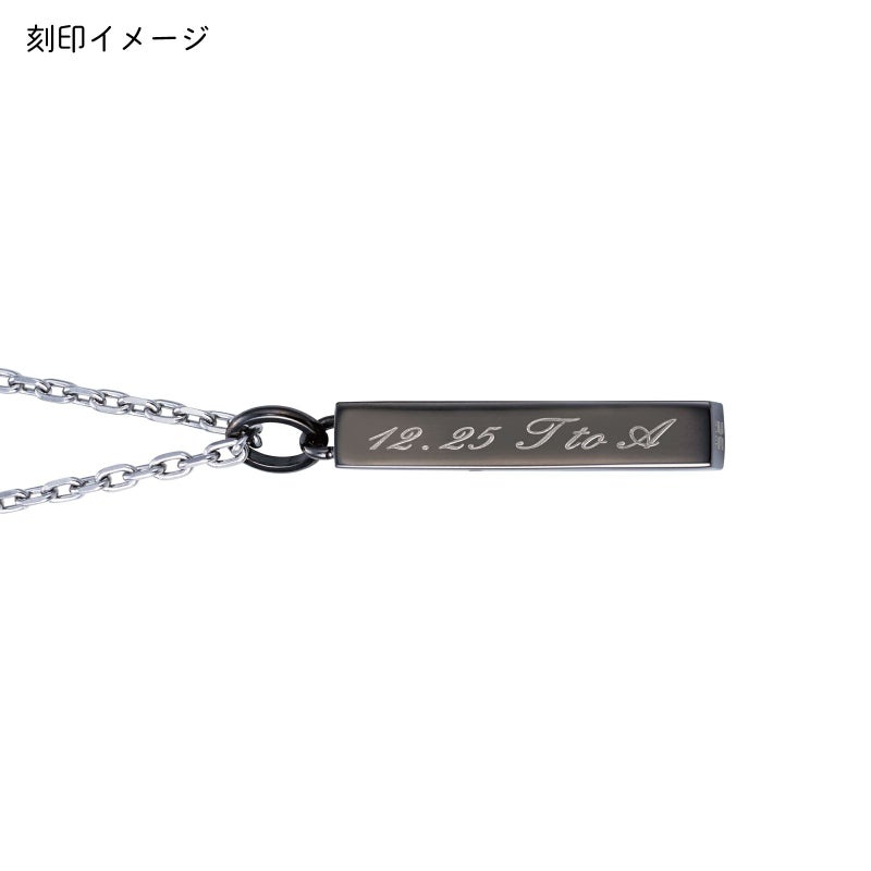 メンズネックレス 刻印可能 アレルギーフリー サージカルステンレス316L 猫 月 しっぽ ブラック 4SUP060BK