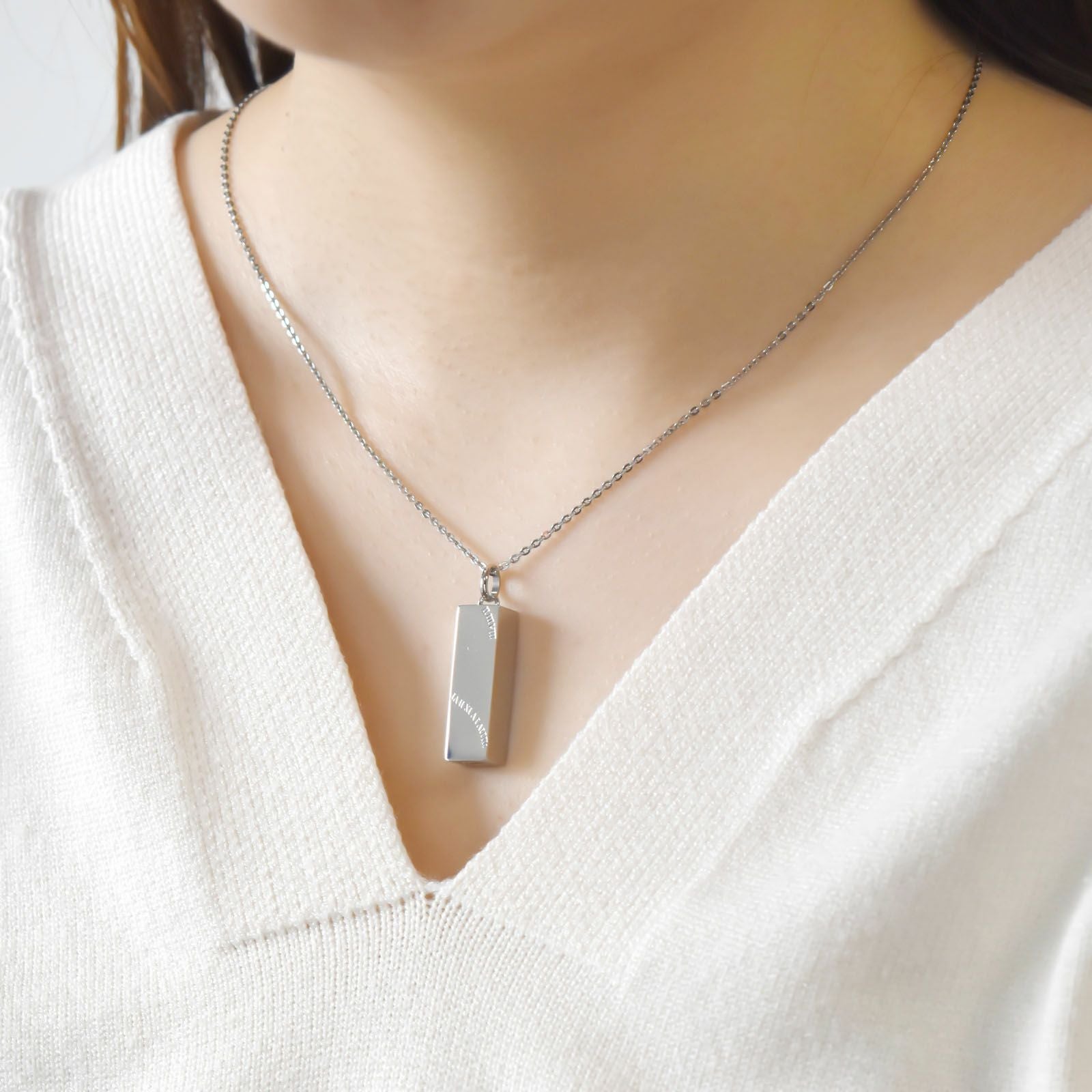 遺骨ペンダント メモリアルアクセサリー ステンレス MEMPD102SV｜white
