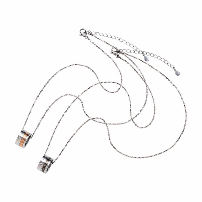 ステンレス ペアネックレス 円周率 メッセージ 4SUP094GO&4SUP094BK