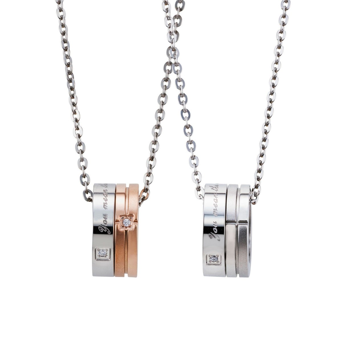 ステンレス ペアネックレス メッセージ クロス 4SUP101GO&4SUP101SV