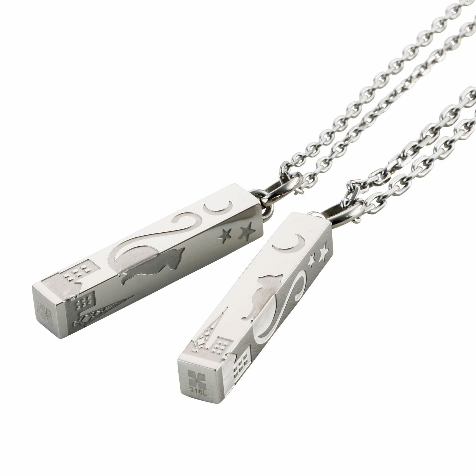 ペアネックレス ステンレス 猫 ねこ ネコ 4SUP105SV&4SUP106SV｜white