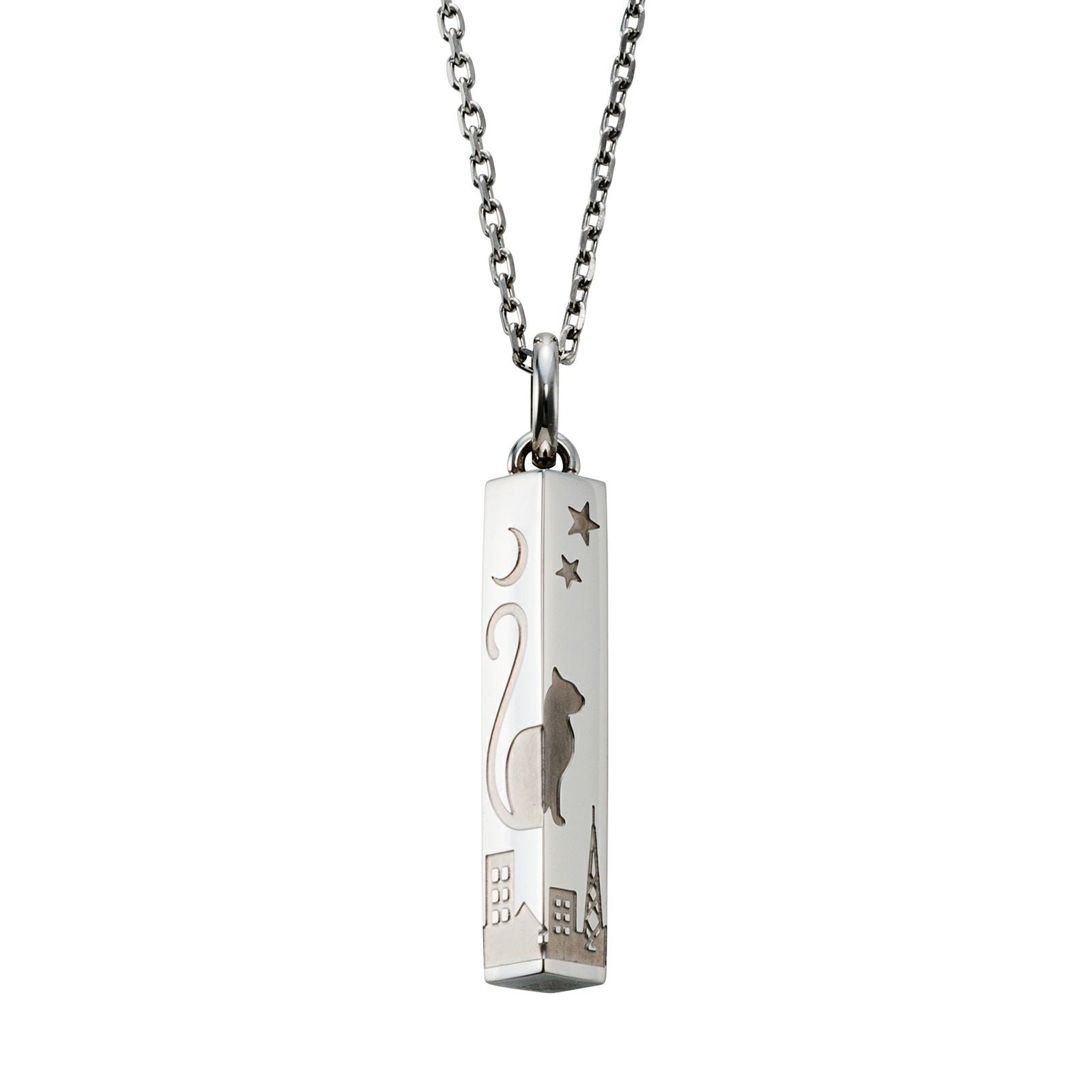 レディースネックレス ステンレス 猫 ねこ ネコ 4SUP105SV｜white