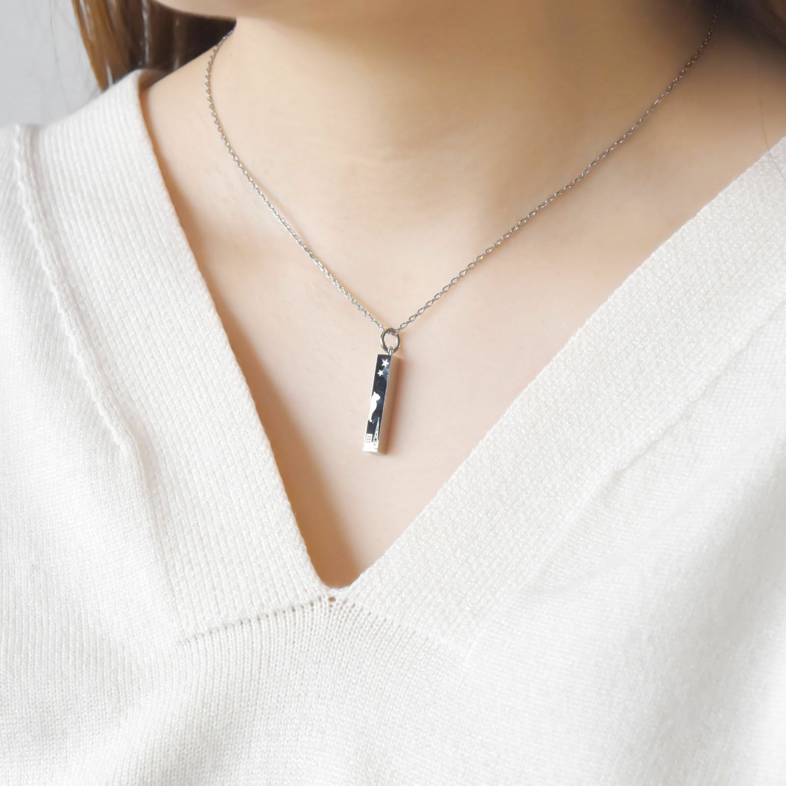 レディースネックレス ステンレス 猫 ねこ ネコ 4SUP105SV｜white