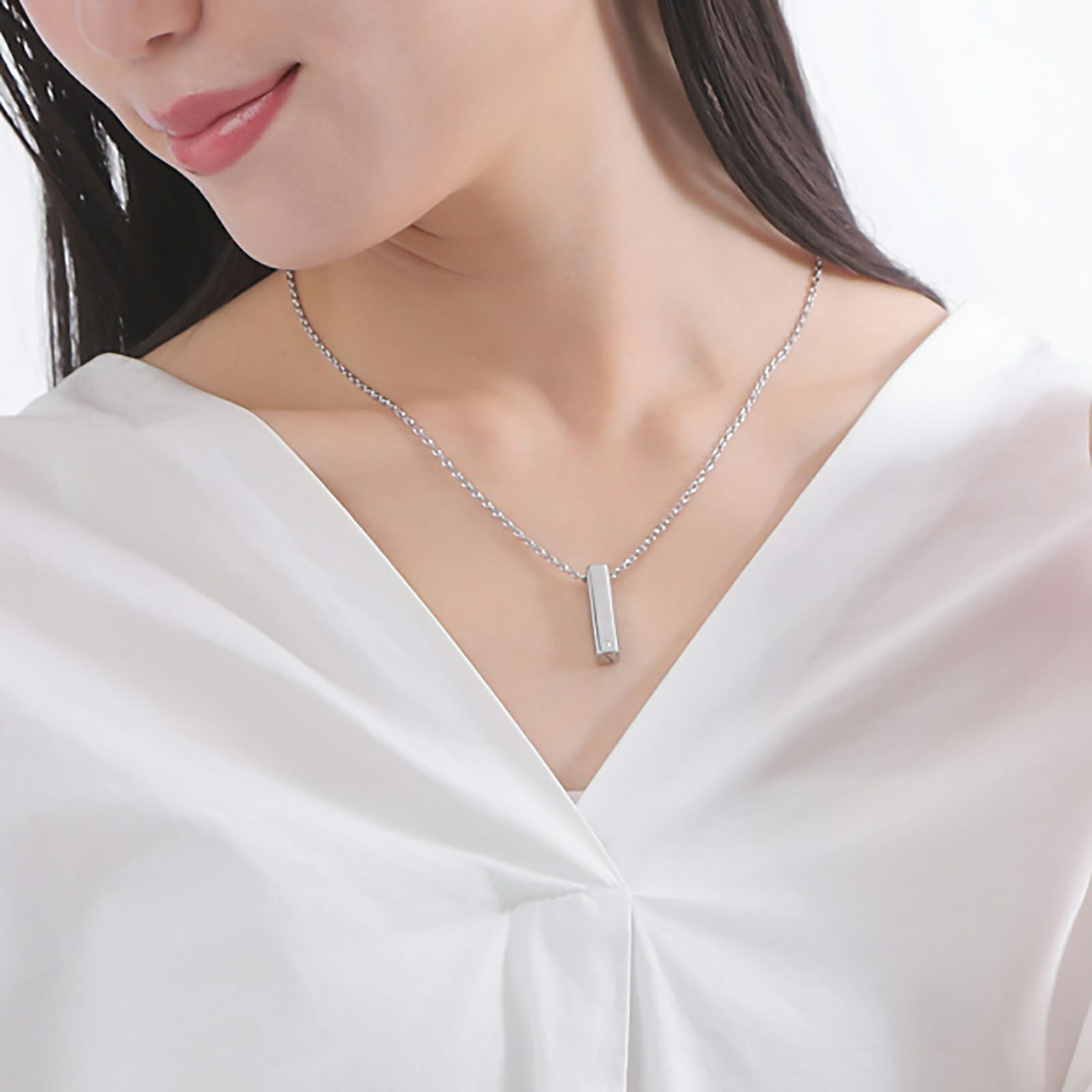 遺骨ペンダント メモリアルアクセサリー ステンレス MEMPD302｜white