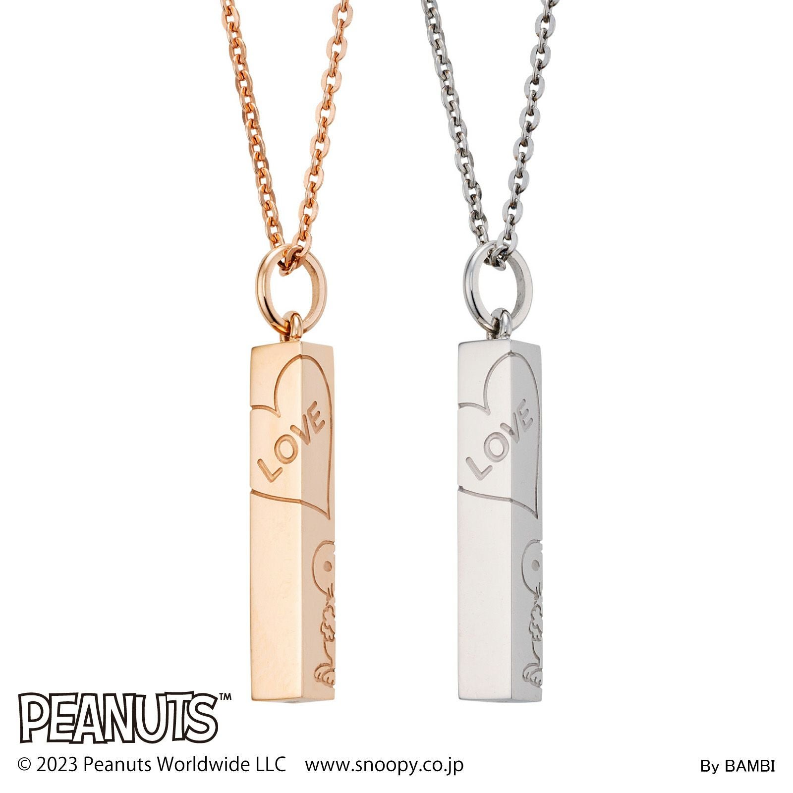 スヌーピー PEANUTS｜ペアネックレス ステンレス PNST002GO&PNST002SV